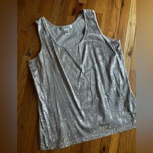Elegant Silver Sequin Tank Top Sz 1X